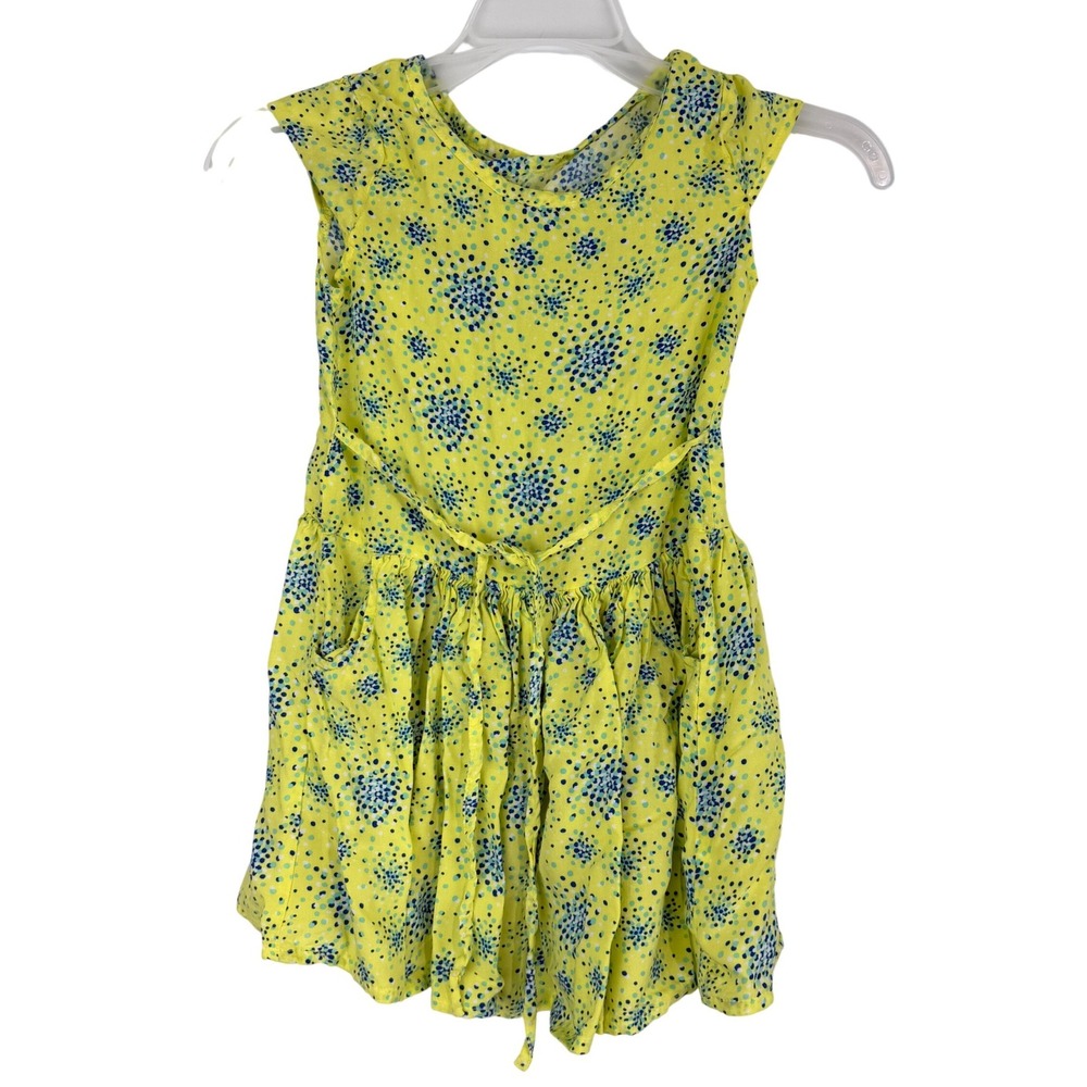 Justice‎ Girls 6 Blue Polka Dot Floral Cap Sleeve Tie Waist Dress Size 6-7